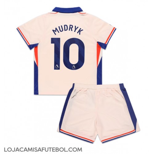 Camisa de Futebol Chelsea Mykhailo Mudryk #10 Equipamento Secundário Infantil 2024-25 Manga Curta (+ Calças curtas)